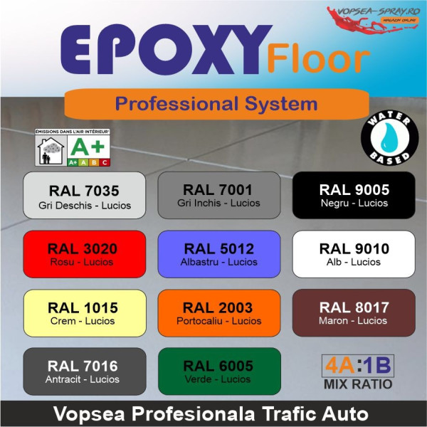 Vopsea Epoxidica Garaj Portocaliu RAL  2003-Trafic Auto 5 Kg Epoxy Floor