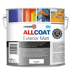 Vopsea Allcoat Exterior Matt White, Zinsser, 2.5 Litri