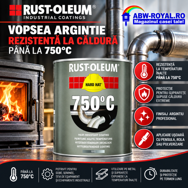 Vopsea Argintie Rezistenta la Caldura 750 C - 2,5 L