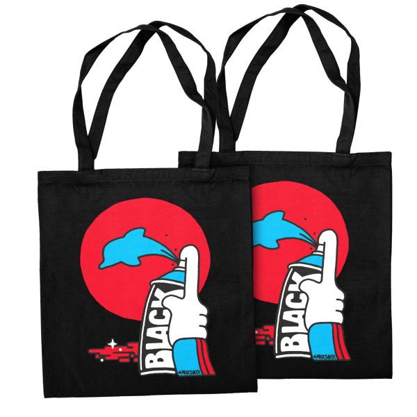 Sacosa, BagCotton Dolphin, Black, Montana