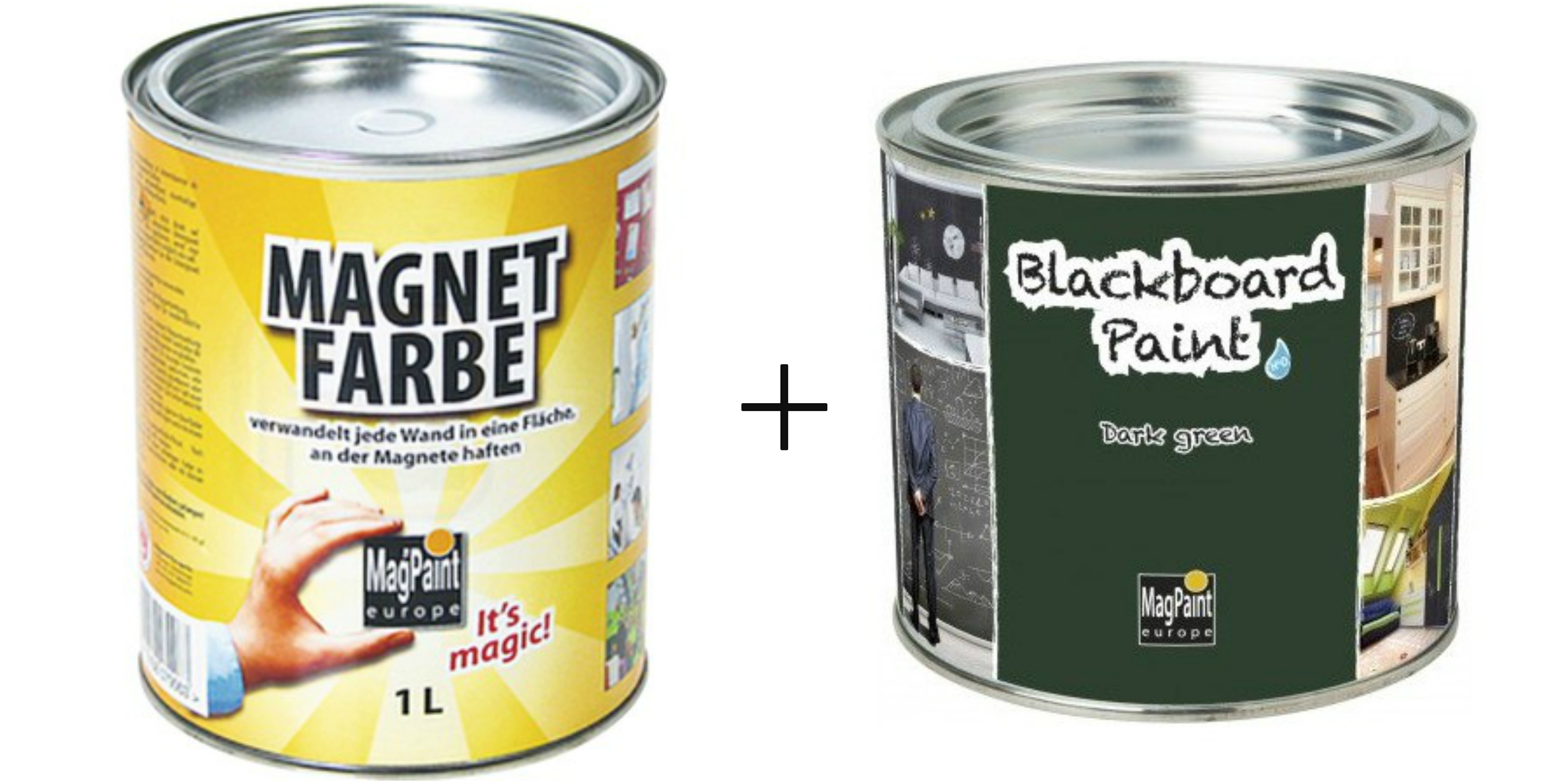 Combo Vopsea Magnetica+ Vopsea Cu Efect De Tabla De Scris Verde