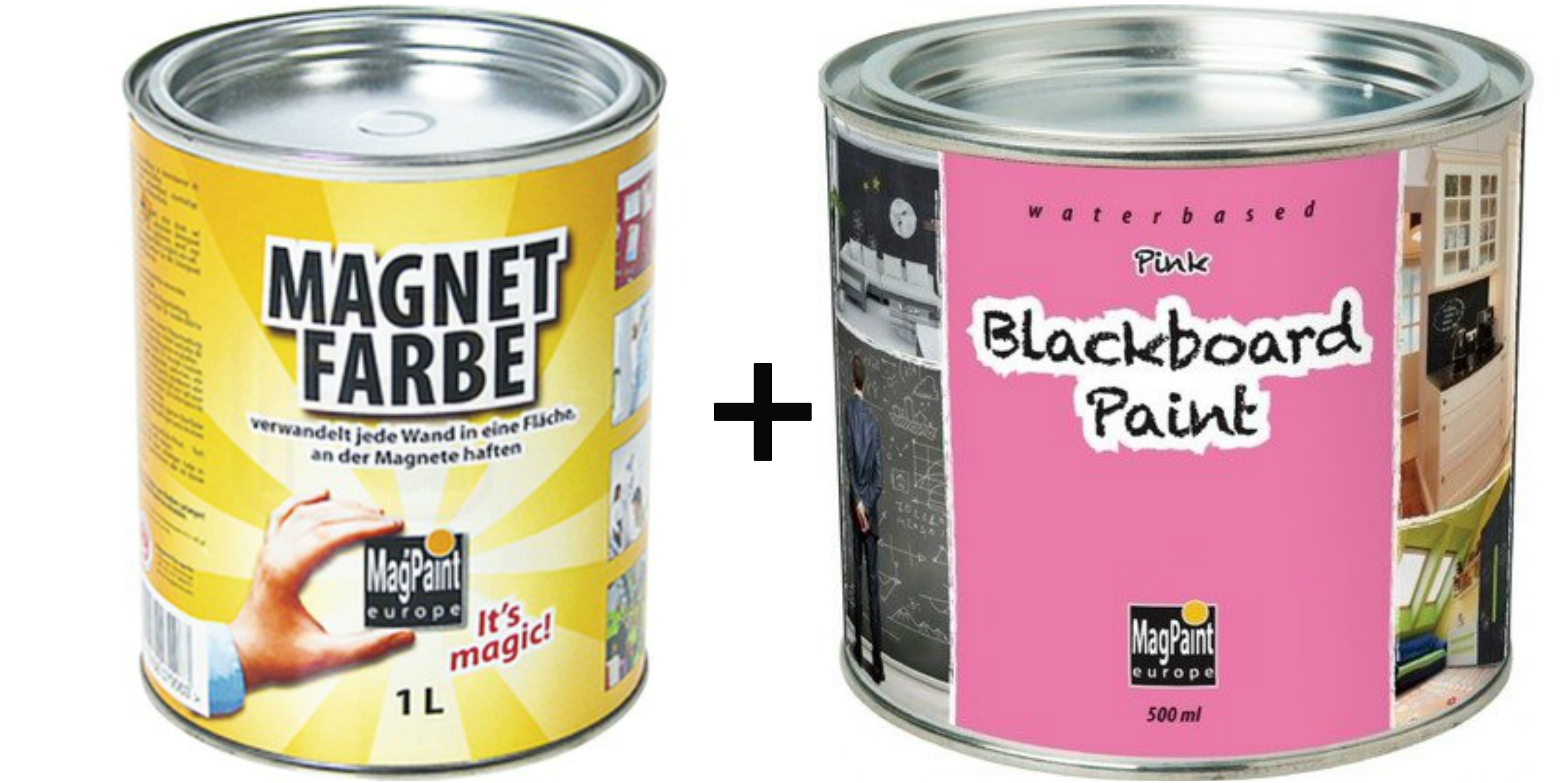 Combo Vopsea Magnetica+ Vopsea Cu Efect De Tabla De Scris Roz