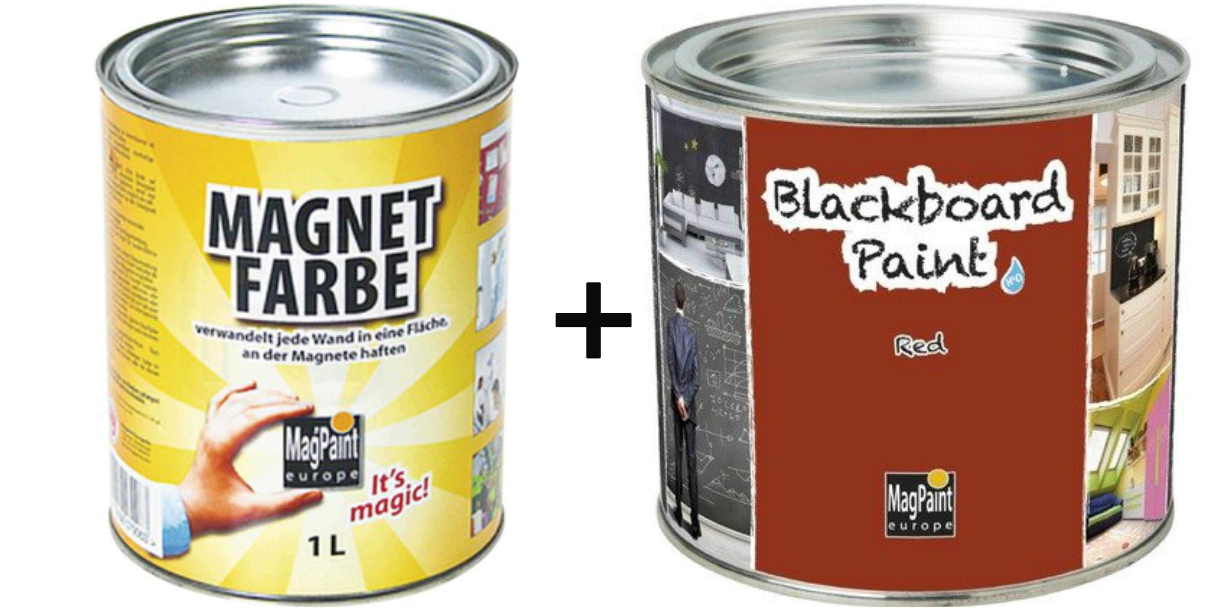 Combo Vopsea Magnetica+ Vopsea Cu Efect De Tabla De Scris Rosie