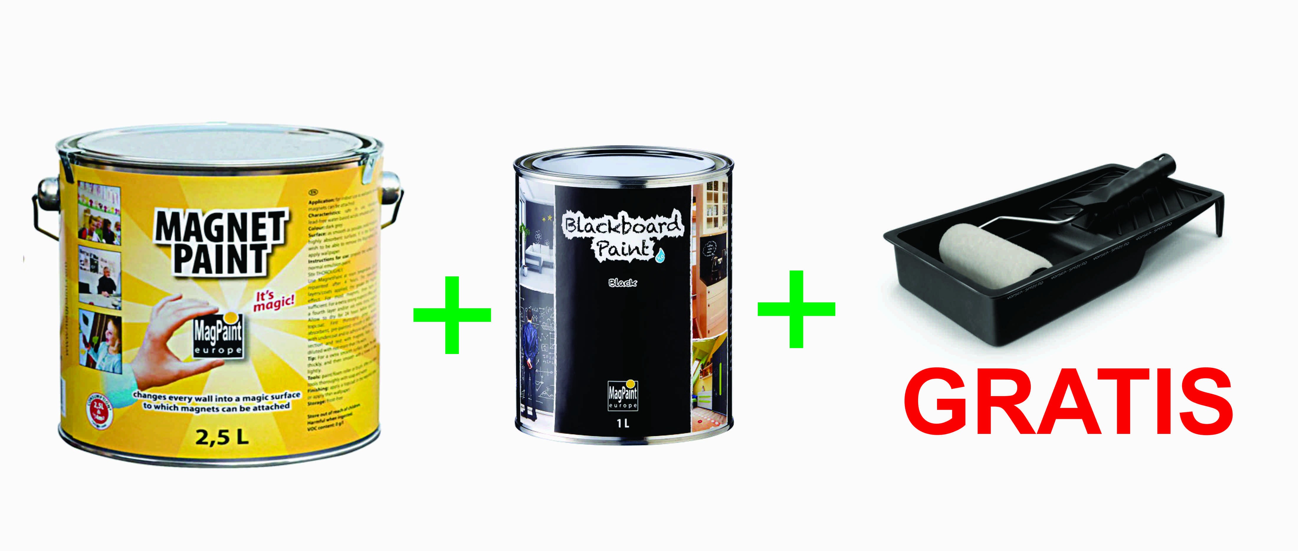 Combo Vopsea Magnetica+ Vopsea Cu Efect De Tabla De Scris Neagra