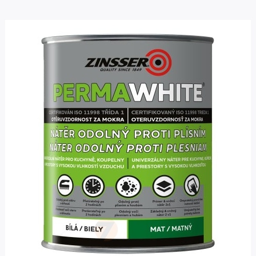 Vopsea Antifungica, Zinsser PermaWhite, Mat, 1 Litru