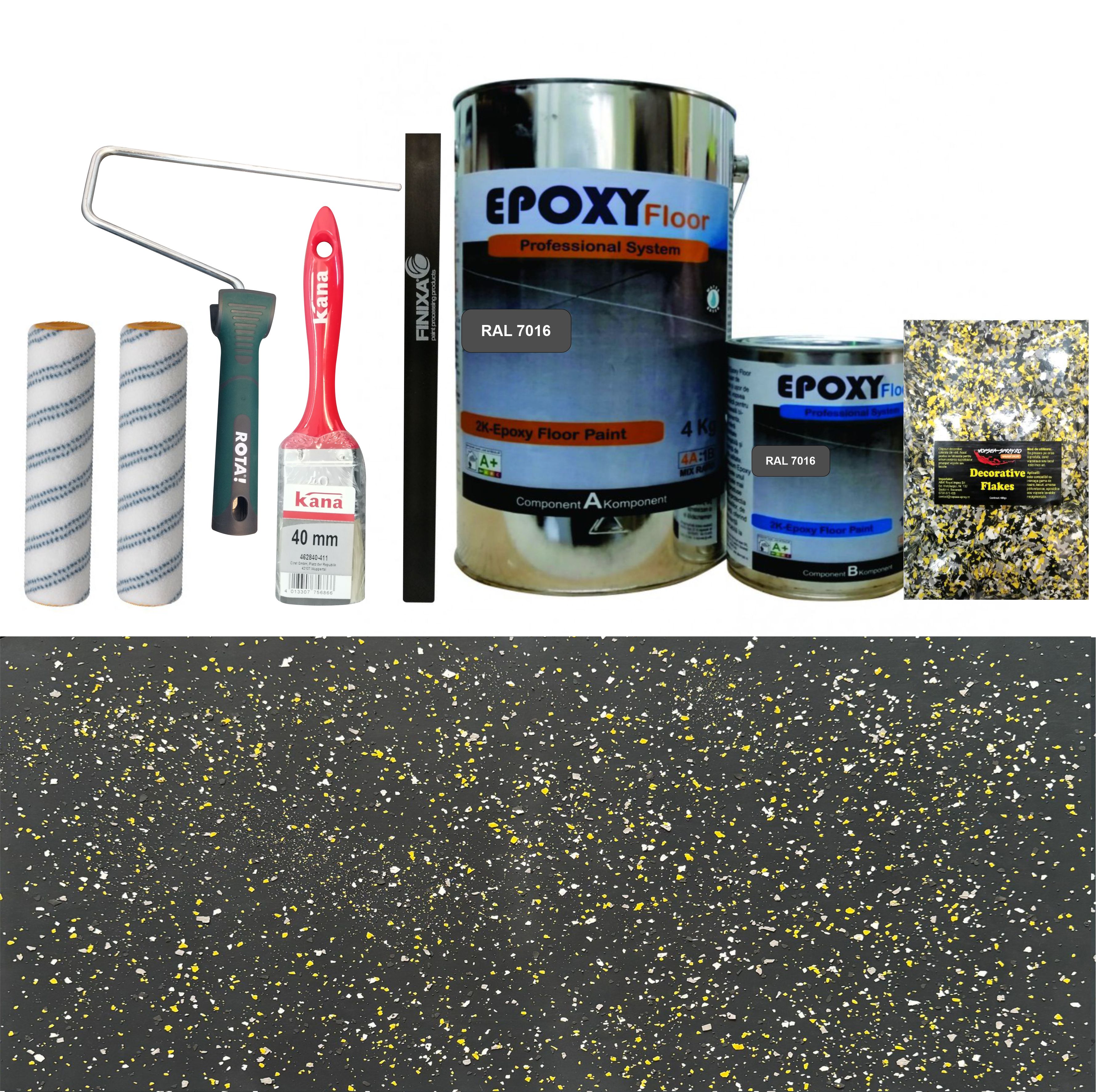 Set Vopsea Epoxidica Antracit Crazy Yellow